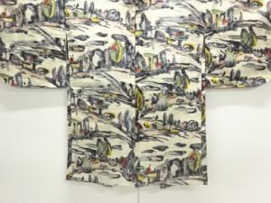 アンティーク　風景模様織り出し銘仙羽織